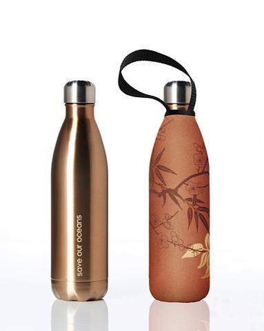 Stainless Steel Insulated Bottle + Carry Cover 750ml - Bamboo Print