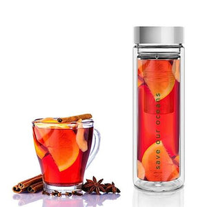 Glass is Greener: Double Wall Thermal Tea Flask + Carry Cover 500 ML - Peace Print