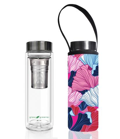 Glass is Greener: Double Wall Thermal Tea Flask + Carry Cover 500 ML - Fan Print