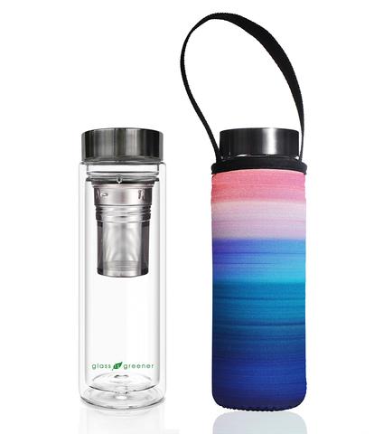 Glass is Greener: Double Wall Thermal Tea Flask + Carry Cover 500 ML - Peace Print