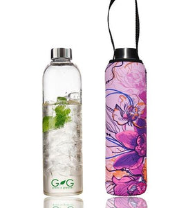GLASS IS GREENER 750 ML BOTTLE + CARRY COVER "Butterfly"