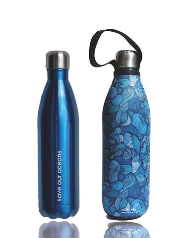 Stainless Steel Insulated Bottle + Carry Cover 750ml - Wind Print